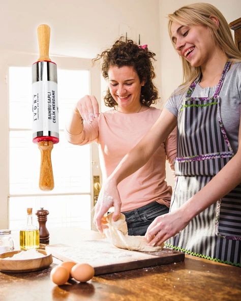 Bambu Saplı Metal Merdane, Hamur Açmasını Sevenlere Özel Merdane, Small - 3