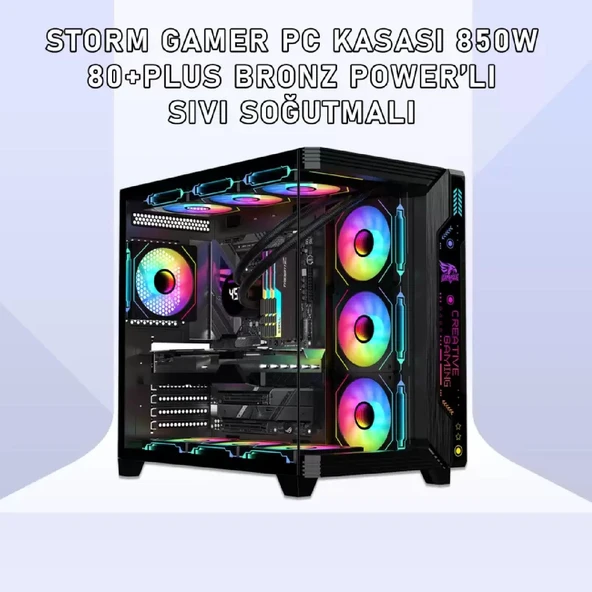 GAMEAGLE STORM BİLGİSAYAR KASASI + 850W +80 POWER + SIVI SOĞUTMA (SİYAH) - 2