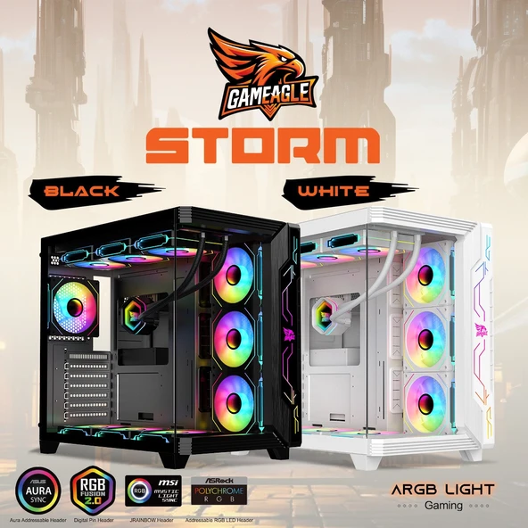 GAMEAGLE STORM BİLGİSAYAR KASASI / 850W+ 80POWER / SIVI SOĞUTMA (BEYAZ) ürün görseli 1