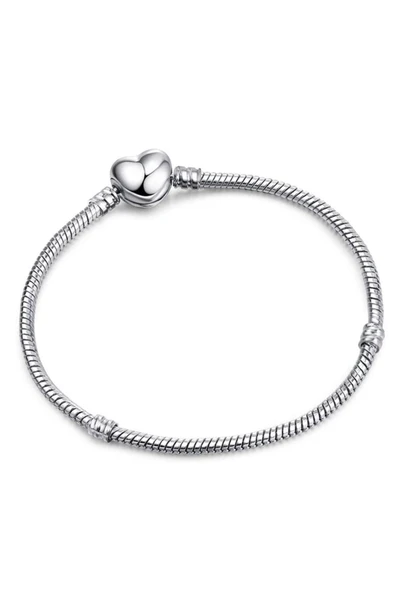 925 Ayar Gümüş Charm Uyumlu Pave Taşsız Kalp Gümüş Kaplama Bileklik ürün görseli