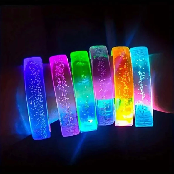 Pembe Led Işıklı Baskı Yapılabilen Pilli Bileklik Bilezik 1,5 Cm Genişlik - 5