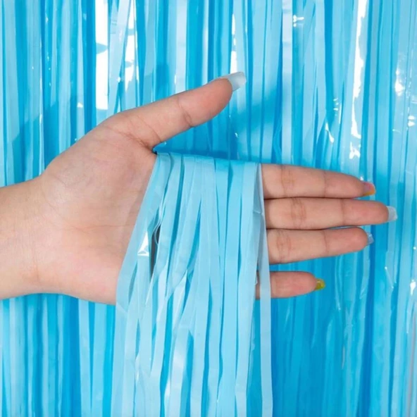 Soft Mavi Püsküllü Kapı Perdesi - Parti, Baby Shower, Sünnet Süsü, Cinsiyet Partisi 1x2 M - 2