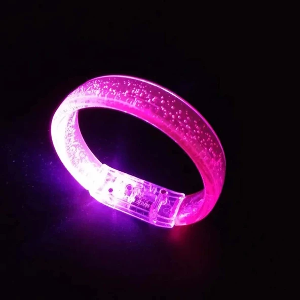 Pembe Led Işıklı Baskı Yapılabilen Pilli Bileklik Bilezik 1,5 Cm Genişlik - 4