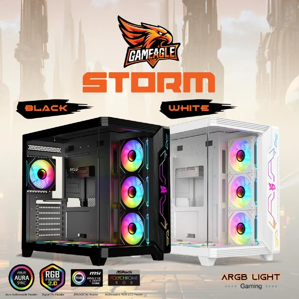 GAMEAGLE STORM BİLGİSAYAR KASASI + 850W +80 POWER + SIVI SOĞUTMA (SİYAH) - 1