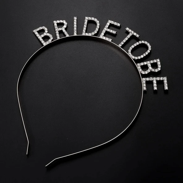 Gümüş Kaplama Kristal Taşlı Bride To Be Gelin Tacı 16x17 Cm - Resim 2