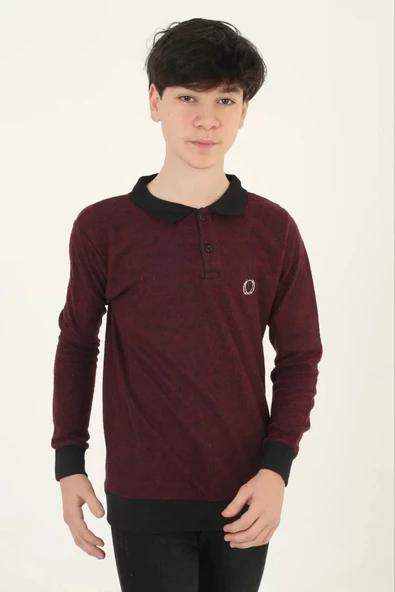 Çocuk Selanik Yaka Nakışlı Kazak - Kırmızı - 2