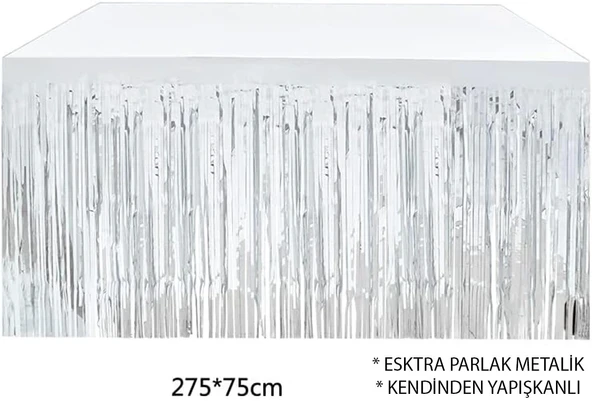 Gümüş Metalize Masa Eteği 275x75 Cm – Kendinden Yapışkanlı - 1