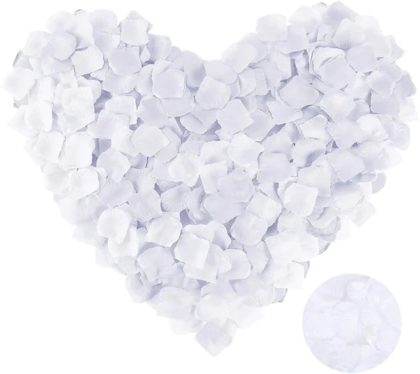 Beyaz Renk Gül Yaprağı Şekilli Konfeti 10 Paket 1000 Adet ürün görseli