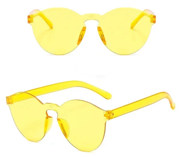 Sert Mika Oval Şekilli Çerçevesiz Sarı Gözlük Retro Parti 5x14 Cm ürün görseli