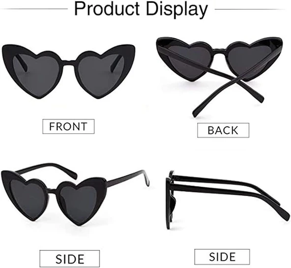 Siyah Renk Kalp Şekilli Parti Gözlüğü 15x5 Cm - Resim 3