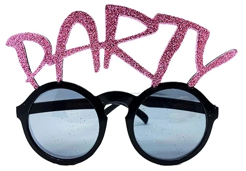 Party Yazılı Simli Pembe Renk Parti Gözlüğü 15x7 Cm - 1