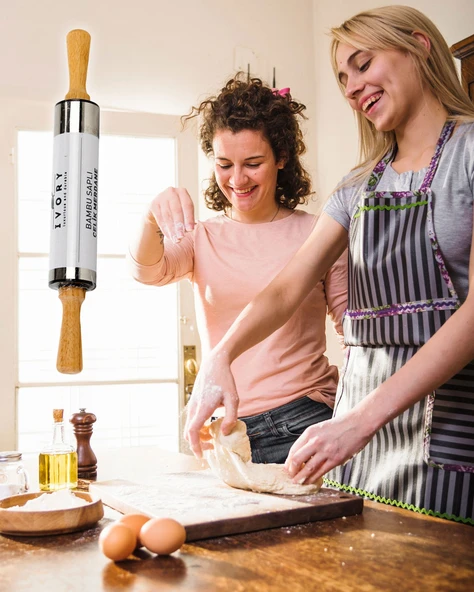 Bambu Saplı Metal Merdane, Hamur Açmasını Sevenlere Özel Merdane, Medium - 3