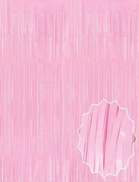 Soft Pembe Püsküllü Kapı Perdesi - Parti, Baby Shower, Cinsiyet Partisi 1x2 M - 1