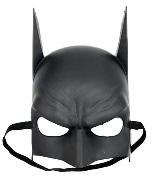 Siyah Renk Çocuk Boy Arkadan Lastikli Batman Maskesi A Kalite  20x14 Cm - 3