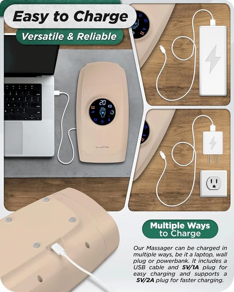 Lunix LX7 Elektrikli El Masaj Aleti, Kompresyonlu, Artrit, Ağrı Kesici - Bej - 4