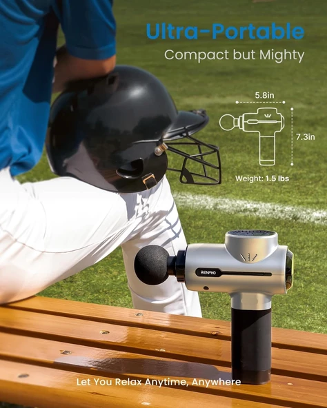 RENPHO Sırt ve Boyun İçin Taşınabilir Perküsyon Masaj Aleti - Gümüş - 5