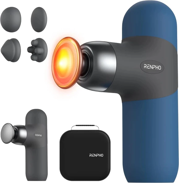 RENPHO Mini Isıtmalı Termal Masaj Cihazı, Derin Doku Perküsyon - Lacivert