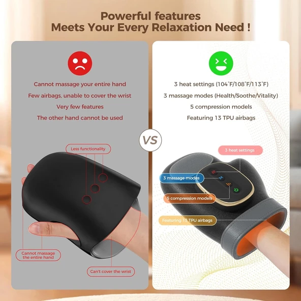 Estefanlo Isı Kompresyon Terapili El Masaj Aleti - Siyah - 3