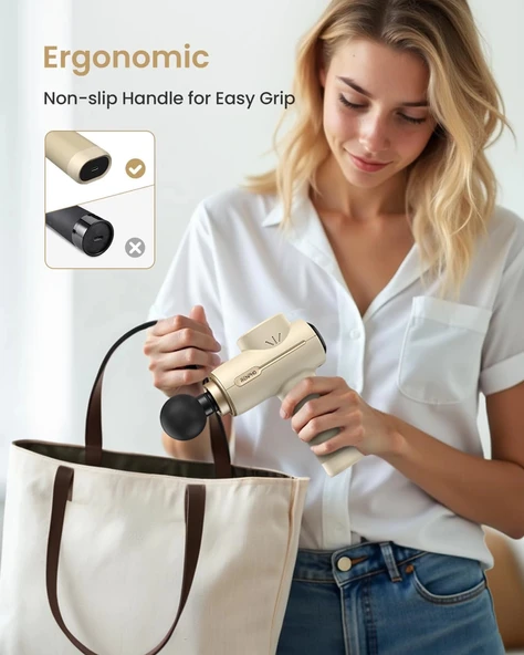 RENPHO Sırt ve Boyun İçin Taşınabilir Perküsyon Masaj Aleti - Krem - 4