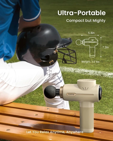 RENPHO Sırt ve Boyun İçin Taşınabilir Perküsyon Masaj Aleti - Krem - 5