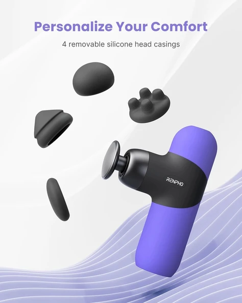 RENPHO Mini Isıtmalı Termal Masaj Cihazı, Derin Doku Perküsyon - Mor - 5