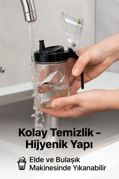 660 ml Şeffaf Cam Yağdanlık – Zeytinyağı, Sirke, Nar Ekşisi İçin İdeal Siyah - 6