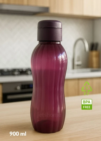 Suluk 3'lü Set Su Şişesi BPA Free Okul Suluğu PP-5 Suluk Spor Okul Ofis Suluğu Siyah-Bordo-Mavi 900 ml - Resim 4