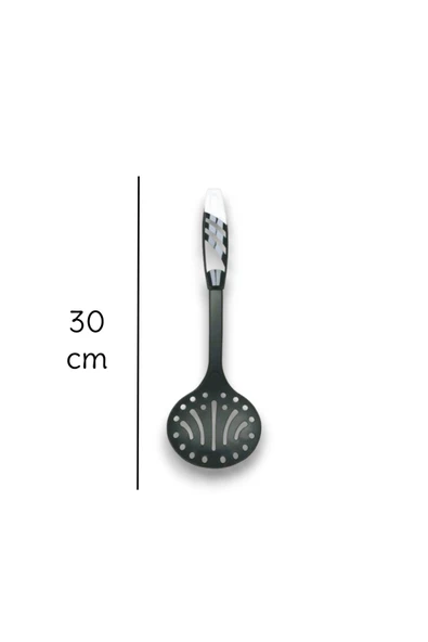 2'li Beyaz Yanmaz Yapışmaz Teflon Servis Seti 220 ° Dayanıklı  Kevgir & Kaşık - 2