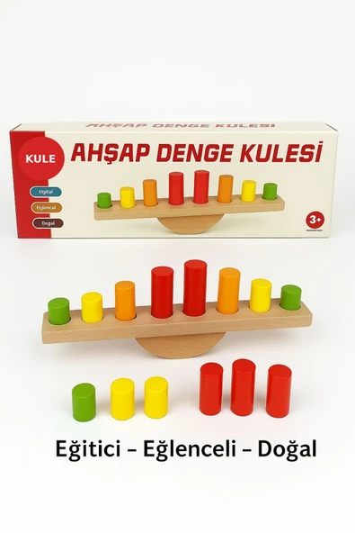 Ahşap Denge Kulesi – Renkli Silindirli Eğitici Motor Beceri ve Koordinasyon Oyunu - 3
