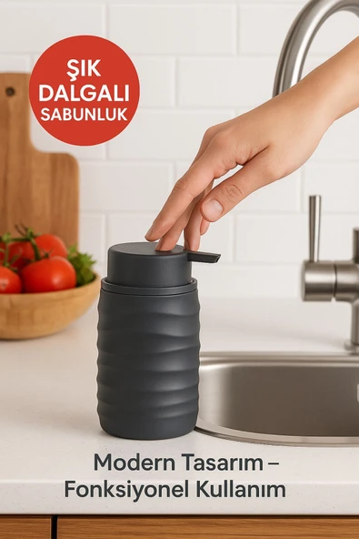 Mutfak ve Banyo İçin Şık Tasarımlı Sabunluk Antrasit