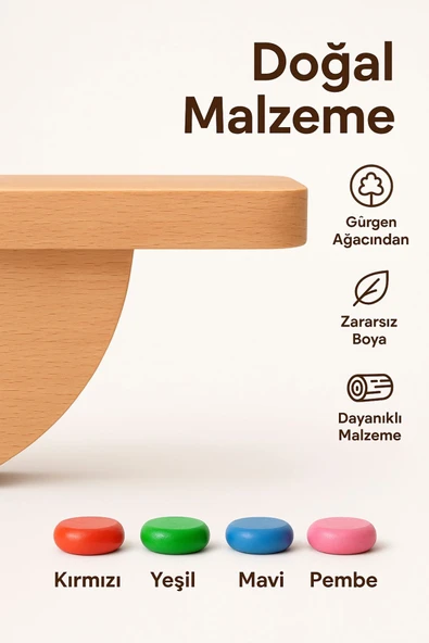 Ahşap Denge Oyunu – Renkli Halkalı Eğitici Motor Beceri ve Koordinasyon Geliştirici - 4