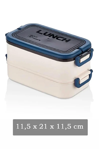 2 Katlı Beslenme Kutusu Çatal Kaşıklı Yemek Saklama Kabı Okul Ofis Kamp Çocuk Çantası Sefer Tası - 3