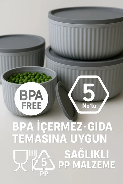4'lü Kapaklı Gıda Saklama Kabı Seti – Mikrodalga ve Difrize Uygun - 6