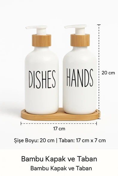 2’li Sabunluk Seti Bambu Kapaklı Çok Amaçlı Sıvı Sabun ve Deterjan Şişesi 500 ml - 8