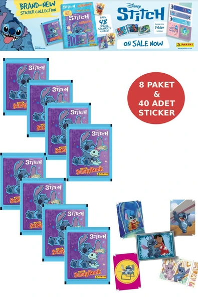 8 Paket Stitch Panini Süper ScrapBook Çıkartma 40 Adet Sticker