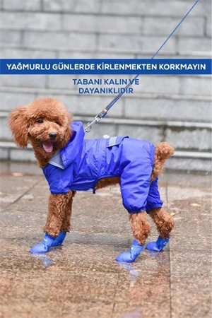 Kedi ve Köpekler İçin Pati Ayakkabısı, Silikon Kaymaz Taban Cırt Cırtlı Pati Ayakkabısı - 1