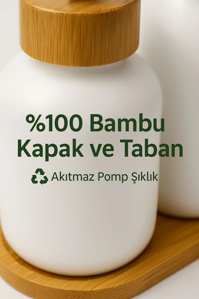 2’li Sabunluk Seti Bambu Kapaklı Çok Amaçlı Sıvı Sabun ve Deterjan Şişesi 500 ml - 5