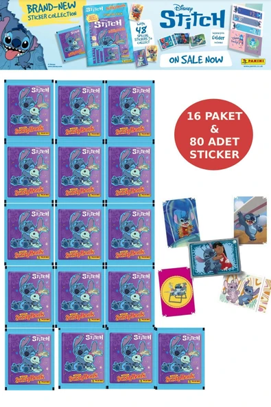 16 Paket Panini Stitch Süper ScrapBook Çıkartma 80 Adet Sticker