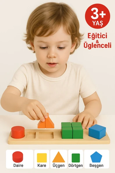 3D Ahşap Geometrik Bloklar – Renkli Eğitici Şekillerle Motor Beceriler ve Koordinasyon Oyunu - 2