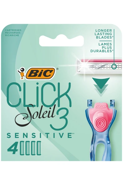 Bic Soleil Click Sensitive 4 lü Yedek Kadın Tıraş Bıçağı-Yedek Kartuş - 1