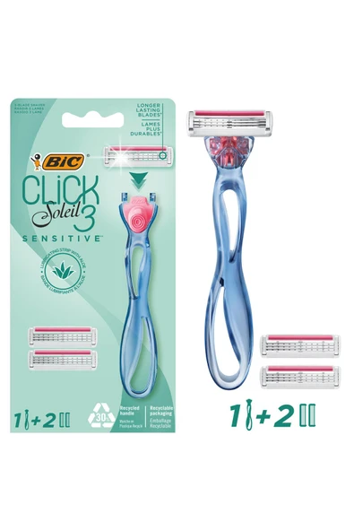 Bic Soleil Click Sensitive 1 Gövde + 2 Başlık Kadın Tıraş Bıçağı - 1