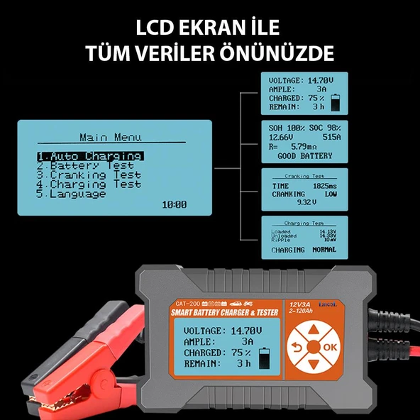 Lancol Akü Test ve Sarj Cihazi 12V/3A CAT-200 - Resim 9