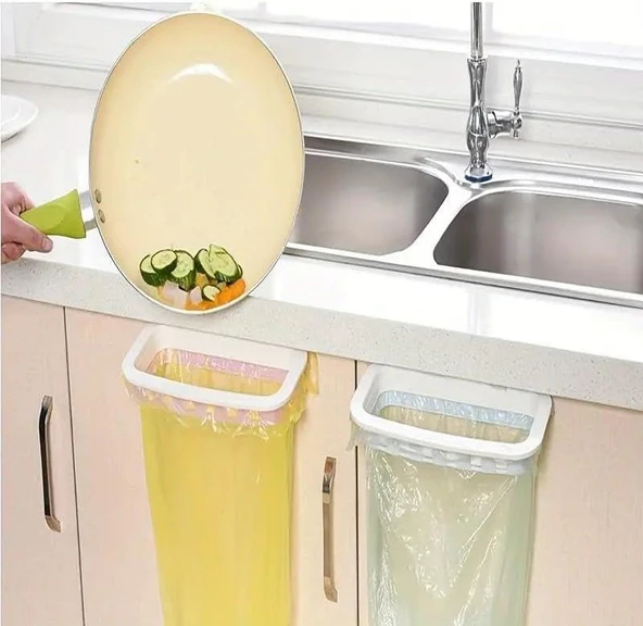 3B Trend 2 Adet Dolap Kapağına Takılabilen Portatif Çöp Poşeti Tutucu Organizer Aparat - 5