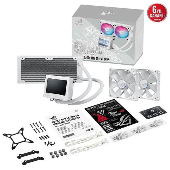 ASUS 240MM ROG RYUJIN III 240 ARGB OLED AM5-1851P SIVI SOĞUTMALI İŞLEMCİ FANI BEYAZ - 8