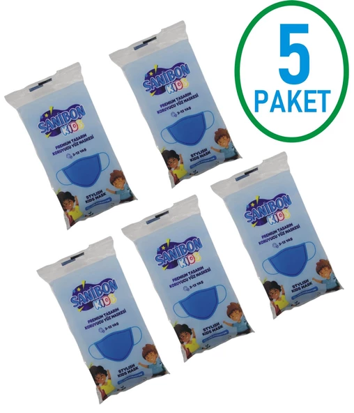 Sanibon Elastik Kulaklı Çocuk Maskesi Beyaz 50 Adet - 2