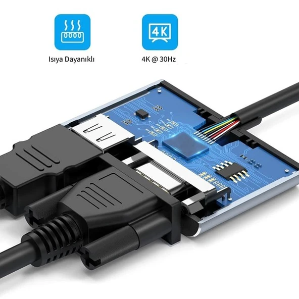 INCA ITPC-06T 0.15metre TYPE-C - HDMI_VGA(D) Görüntü Adaptörü Gümüş 100W - 4