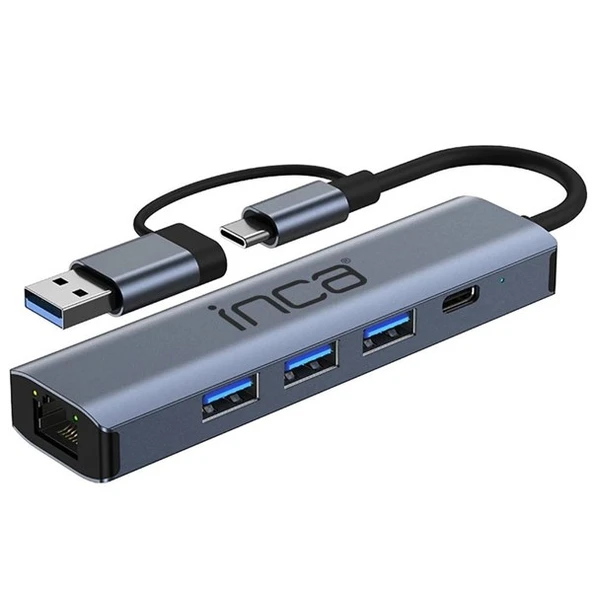 INCA IUTP-5T Gigabit USB Çoklayıcı USB 3.0,TYPEC Ethernet - 2