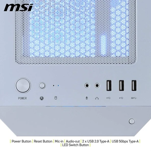 MSI MAG FORCE M100R WHITE GAMING MICRO-TOWER PC KASASI BEYAZ - 6