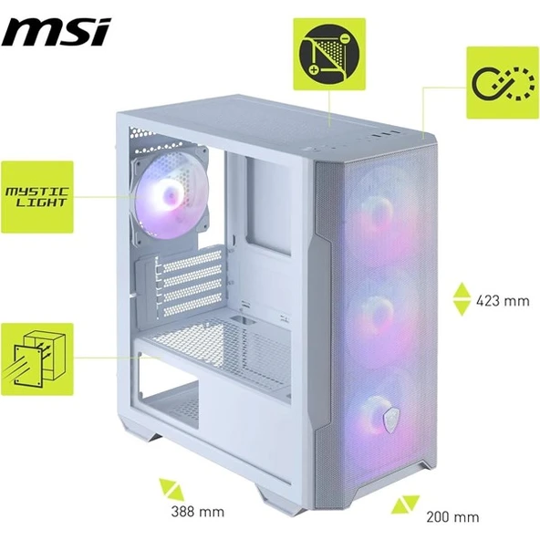 MSI MAG FORCE M100R WHITE GAMING MICRO-TOWER PC KASASI BEYAZ - 3