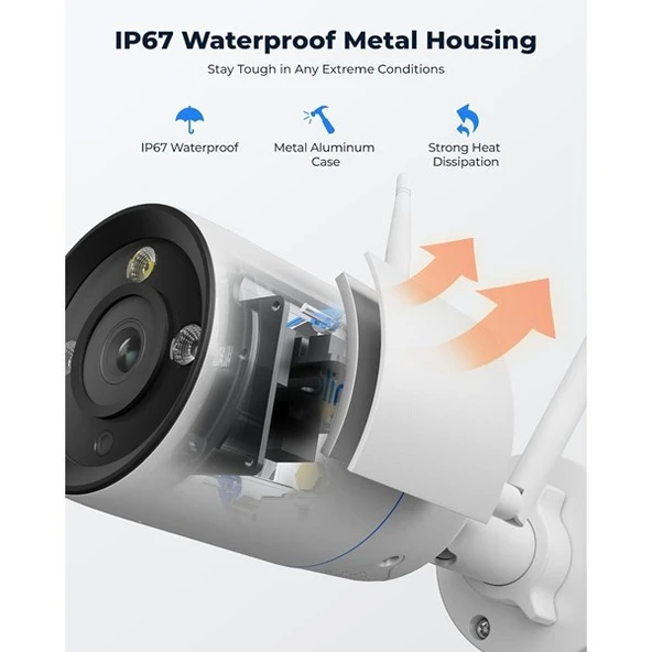 REOLINK 8MP WIFI BULLET 2,8mm RLC-810WA IP Güvenlik Kamerası Wlan (Kablosuz) IP67, Renkli - 6
